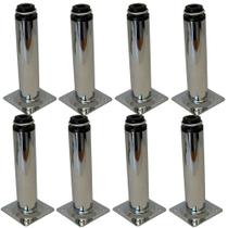 Kit 08 Pés Metal Cromado Regulável Redondo 15 cm Para Armário M03 Balcão Móveis Cozinha - Inoviza