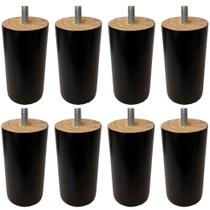 Kit 08 Pés Redondo de Madeira Tabaco S01 10 cm Móveis Puff Poltrona - Inoviza