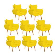 Kit 08 Poltrona Cadeira Decorativa Apollo Sala de Estar Recepção Escritório material sintético Amarelo - Damaffê Móveis