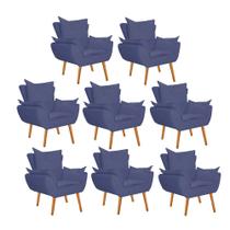 Kit 08 Poltrona Cadeira Decorativa Apollo Sala de Estar Recepção Escritório Suede Azul Marinho - Damaffê Móveis