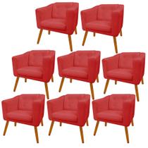 Kit 08 Poltrona Cadeira Decorativa Céci Sala de Estar Recepção Escritório Consultório material sintético Vermelho - Damaffê Móveis - DAMAFFE MÓVEIS