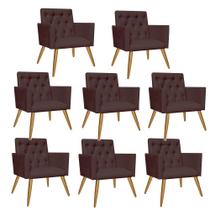 Kit 08 Poltrona Cadeira Decorativa Fernanda Pé Palito Para Sala de Estar Recepção Escritório Corinho Marrom - Damaffê Móveis