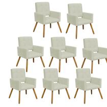 Kit 08 Poltrona Cadeira Decorativa Hit Pé Palito Sala de Estar Recepção Escritório Suede Bege - Damaffê Móveis Kit 08 Poltrona Cadeira Decorativa Hit Pé Palito Sala de Estar Recepção Escritório Suede Bege - Damaffê Móveis