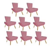Kit 08 Poltrona Cadeira Decorativa Nani Sala de Estar Recepção Escritório Suede Rosê - KDAcanto Móveis