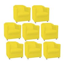Kit 08 Poltrona Cadeira Decorativa Tilla Para Sala de Estar Recepção Escritório Corinho Amarelo - Damaffê Móveis