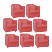Kit 08 Poltrona Cadeira Decorativa Tilla Para Sala de Estar Recepção Escritório Corinho Vermelho - KDAcanto Móveis