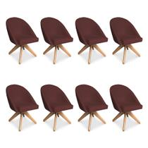 Kit 08 Poltronas Cadeira Giratória Bela Suede Marsala Base de Madeira - Pallazio Kit 08 Poltronas Cadeira Giratória Bela Suede Marsala Base de Madeira - Pallazio