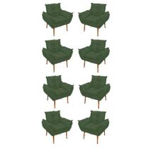Kit 08 Poltronas Opala Decorativas Sala De Estar Suede Cor:verde Kit 08 Poltronas Opala Decorativas Sala De Estar Suede Cor:verde