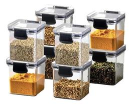 Kit 08 Porta Tempero Pote Hermético 260ml Cozinha Empilhável