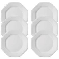 KIT 08 Pratos Rasos + 08 Fundos Linha Prisma Branco Porcelana Schmidt