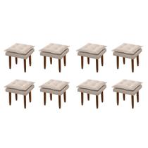 Kit 08 Puff Maria para Sala de TV e Estar Quarto Confortável Suede Bege MABE MAGAZINE