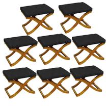 Kit 08 Puff Neo decorativo Pés em Madeira Sala de Estar Recepção Escritório material sintético Preto - KDAcanto Móveis Kit 08 Puff Neo decorativo Pés em Madeira Sala de Estar Recepção Escritório material sintético Preto - KDAcanto Móveis