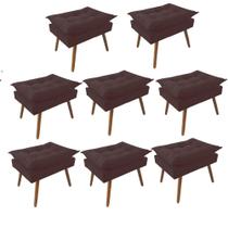 Kit 08 Puff Opala decorativo Pés em Madeira Sala de Estar Recepção Consultório Suede Marrom - Damaffê Móveis Kit 08 Puff Opala decorativo Pés em Madeira Sala de Estar Recepção Consultório Suede Marrom - Damaffê Móveis