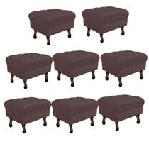 Kit 08 Puff Retrô Capitonê Decorativo Pé em Madeira Sala de Estar Recepção Escritório material sintético Marrom - Damaffê Móveis Kit 08 Puff Retrô Capitonê Decorativo Pé em Madeira Sala de Estar Recepção Escritório material sintético Marrom - Damaffê Móveis