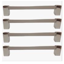 Kit 08 Puxadores Tubo Quadrado 128mm Cromado / Anodizado