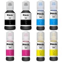 Kit 08 refil de tintas T504 Compatível Para ecotank L4150, L4160, L4260