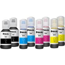 Kit 08 refil de tintas T504 Compatível Para ecotank L4150, L4160, L4260, L6161 - Bulk Ink Do Brasil