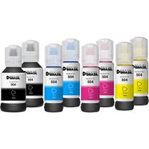 Kit 08 refil de tintas T504 Compatível para Epson Ecotank L4260, L6161