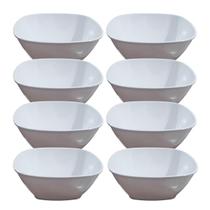 Kit 08 Tigela Quadrada Lisa de Melamina Branca Leve Resistente - 1100mL - 17cm - Bestfer