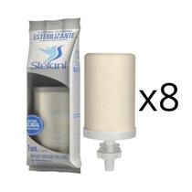 KIT 08 UN Vela Stéfani Tripla Ação Carv prata Esterilizante Material cerâmico, Nanopartículas de prata, Carvão ativado vegetal,carvão ativado