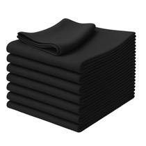 Kit 08 Unidades - Pano De Prato Copa Luxo KazzaVip Sacaria 95% Algodão Linha Cores 50cmx70cm Bainha 4 Lados Liso Preto