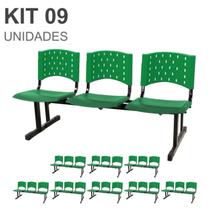 Kit 09 Cadeiras longarinas PLÁSTICAS 03 Lugares - Cor VERDE - REALPLAST - 23079 Kit 09 Cadeiras longarinas PLÁSTICAS 03 Lugares - Cor VERDE - REALPLAST - 23079