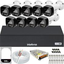 Kit 09 Câmeras Full Color Intelbras Dvr Mhdx 16 Canais HD 500GB colorido dia e noite
