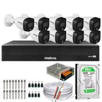 Kit 09 Cameras Full Color Intelbras Dvr Mhdx 16 Ch Color Noite C/HD 500GB