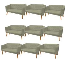 Kit 09 Namoradeira Decorativa Céci Pés Madeira 2 Lugares Sala de Estar Recepção Escritório material sintético Bege - Damaffê Móveis Kit 09 Namoradeira Decorativa Céci Pés Madeira 2 Lugares Sala de Estar Recepção Escritório material sintético Bege - Damaffê Móveis