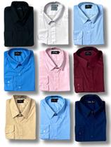 KIT 09 peças - Camisa Social Manga Longa Slim e Tipo Linho (sem cinza e linho azul cobalto)