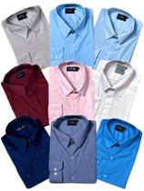 KIT 09 peças - Camisa Social Manga Longa Slim e Tipo Linho (sem preto e linho bege)