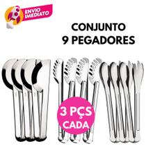 Kit 09 Pegadores Para Massa E Pegador Salada E Pegador Universal Aço Inox Utensilio Cozinha Kit 09 Pegadores Para Massa E Pegador Salada E Pegador Universal Aço Inox Utensilio Cozinha