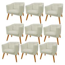 Kit 09 Poltrona Cadeira Decorativa Céci Sala de Estar Recepção Escritório Suede Bege - Damaffê Móveis Kit 09 Poltrona Cadeira Decorativa Céci Sala de Estar Recepção Escritório Suede Bege - Damaffê Móveis