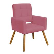 Kit 09 Poltrona Cadeira Decorativa Hit Pé Palito Sala de Estar Recepção Escritório Suede Rosa Bebê - KDAcanto Móveis