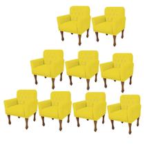 Kit 09 Poltrona Cadeira Decorativa Mona com Strass Sala de Estar Recepção Escritório Suede Amarelo - Damaffê Móveis