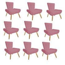 Kit 09 Poltrona Cadeira Decorativa Nani Sala de Estar Recepção Escritório Suede Rosa Bebê - KDAcanto Móveis