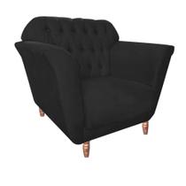 Kit 09 Poltrona Cadeira Decorativa Ster com Capitone Sala de Estar Recepção Escritório material sintético Preto - KDAcanto Móveis