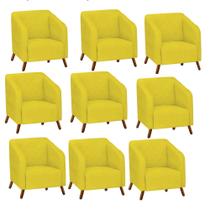 Kit 09 Poltrona Cadeira Lotus Decorativa Recepção Sala De Estar Suede Amarelo - KDAcanto Móveis