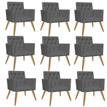 Kit 09 Poltrona Cadeira Nina Captone Decorativa Recepção Sala De Estar Suede Cinza - KDAcanto Móveis