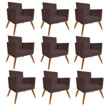 Kit 09 Poltrona Cadeira Nina Com Base Decorativa Recepção Sala De Estar material sintético Marrom - DAMAFFÊ MÓVEIS Kit 09 Poltrona Cadeira Nina Com Base Decorativa Recepção Sala De Estar material sintético Marrom - DAMAFFÊ MÓVEIS