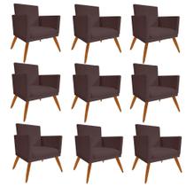Kit 09 Poltrona Cadeira Nina Com Base Decorativa Recepção Sala De Estar Suede Marrom - DAMAFFÊ MÓVEIS Kit 09 Poltrona Cadeira Nina Com Base Decorativa Recepção Sala De Estar Suede Marrom - DAMAFFÊ MÓVEIS