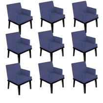 Kit 09 Poltrona Cadeira Vick Decorativa Recepção Sala De Estar Suede Azul Marinho - KDAcanto Móveis