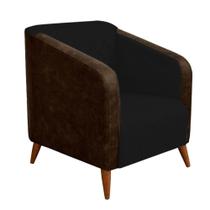 Kit 09 Poltrona Silmara Compose Tecido Sintético Nozes Decorativa Pés Madeira 2 Lugares Sala de Estar Recepção Escritório Consultório Suede Preto -