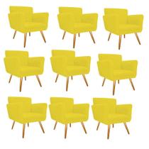 Kit 09 Poltronas Cadeira Decorativa Cloe Pé Palito Para Sala de Estar Recepção Escritório Corinho Amarelo - Damaffê Móveis