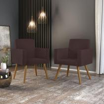 Kit 09 Poltronas Decorativas Nina Para Recepção Suede Marrom Balaqui Decor