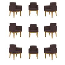 Kit 09 Poltronas Decorativas Nina Reforçada Suede Marrom Balaqui Decor