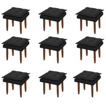 Kit 09 Puff Maria para Sala de TV e Estar Quarto Confortável Suede Preto MABE MAGAZINE