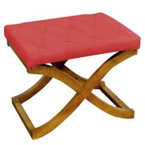 Kit 09 Puff Neo decorativo Pés em Madeira Sala de Estar Recepção Escritório Suede Vermelho - KDAcanto Móveis Kit 09 Puff Neo decorativo Pés em Madeira Sala de Estar Recepção Escritório Suede Vermelho - KDAcanto Móveis