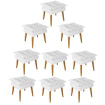 Kit 09 Puff Puf Banqueta Opala Para Quarto Sala Recepção Suede Branco - Ninho Decor Kit 09 Puff Puf Banqueta Opala Para Quarto Sala Recepção Suede Branco - Ninho Decor