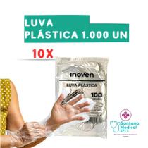 KIT 1.000 UN Luva plástica descartável transparente- INOVEN